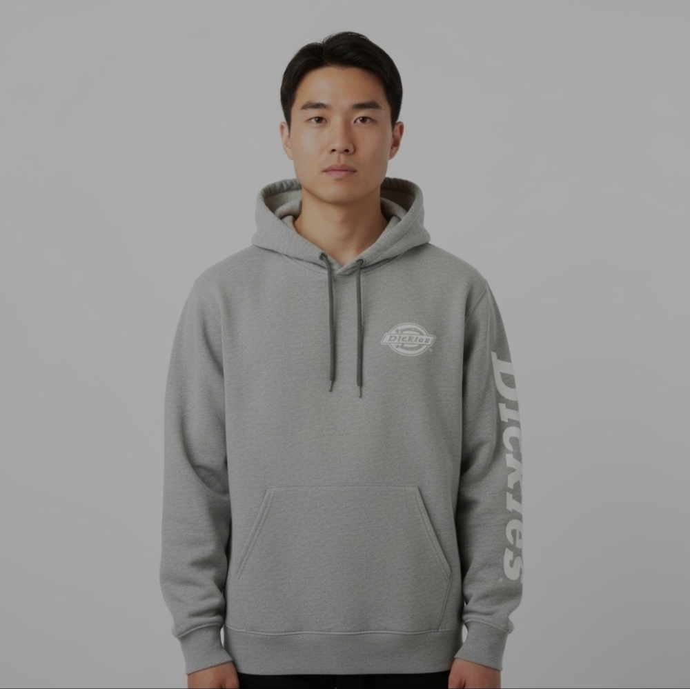 Dickies Mens Large Big and Tall Logo Grey Fleece Hoodie. 22ptp